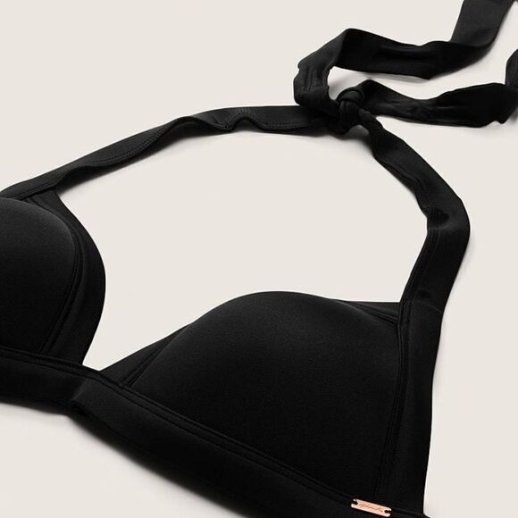 Victoria’s Secret Pink Swim Push Up Triangle Padded Bra Bikini Top Black XXL - Picture 3 of 8